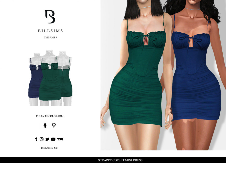 The Sims Resource - Strappy Corset Mini Dress