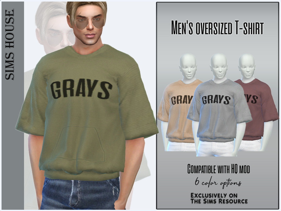 The Sims Resource - Men's oversized T-shirt