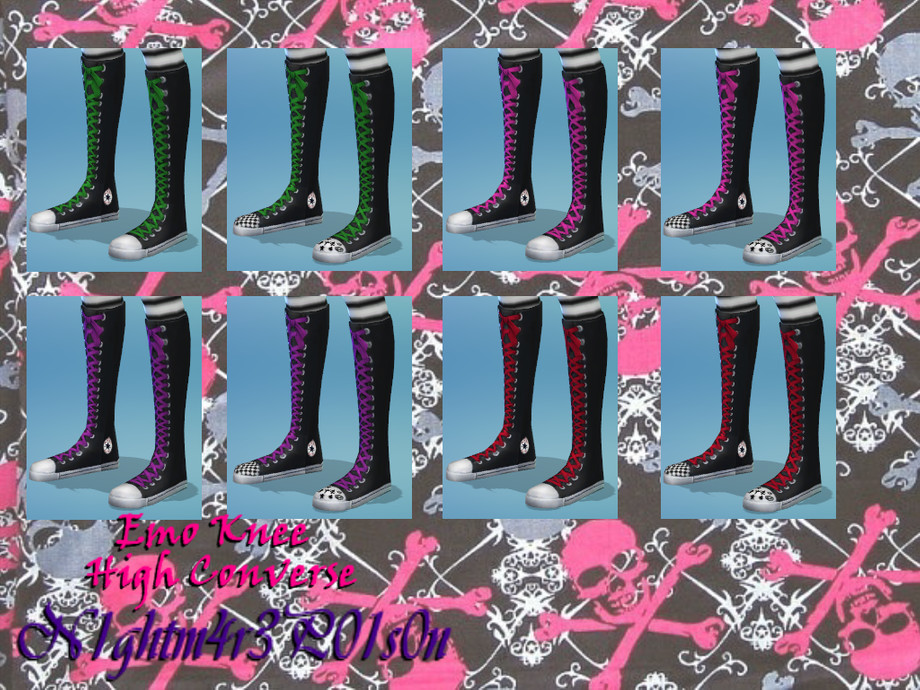 The Sims Resource - Emo Knee High Converse [MESH REQUIRED]