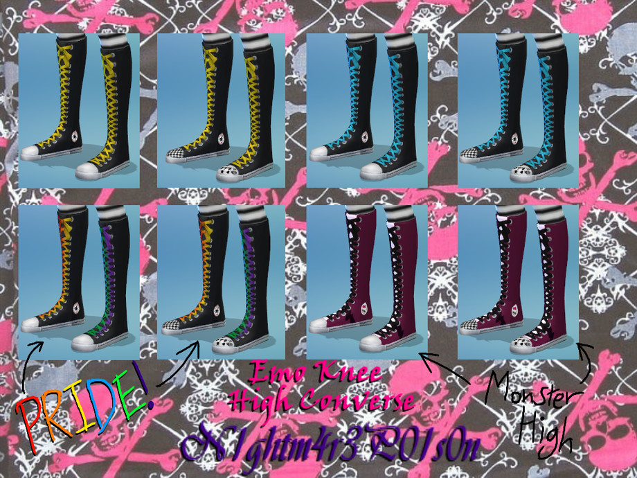 The Sims Resource - Emo Knee High Converse [MESH REQUIRED]