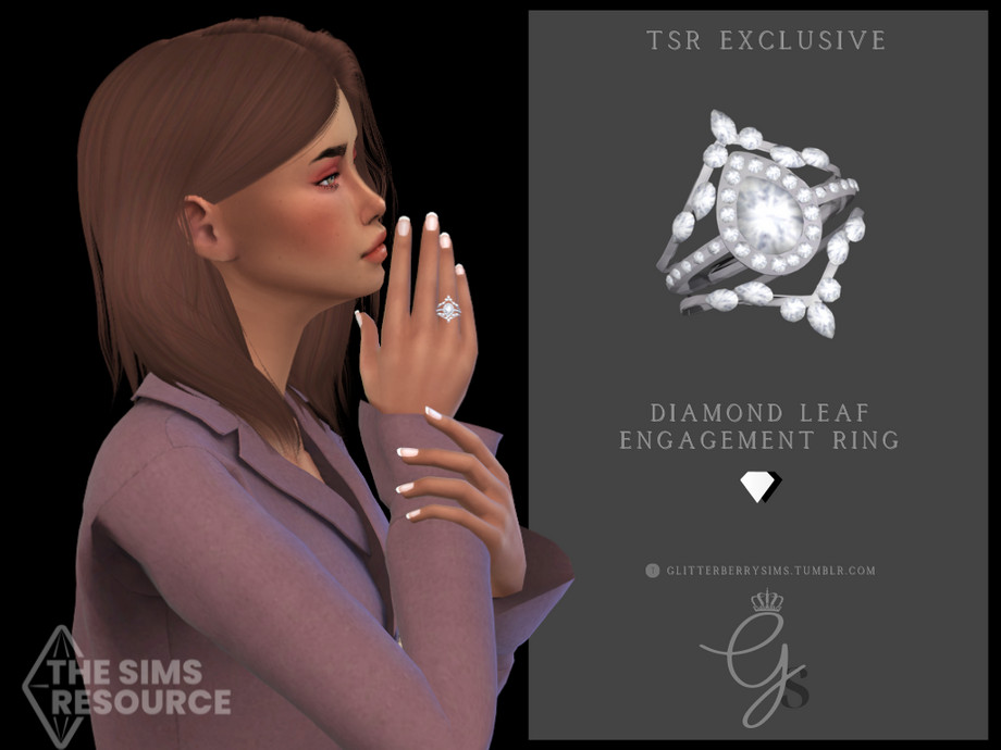 The Sims Resource - Diamond Leaf Engagement Ring
