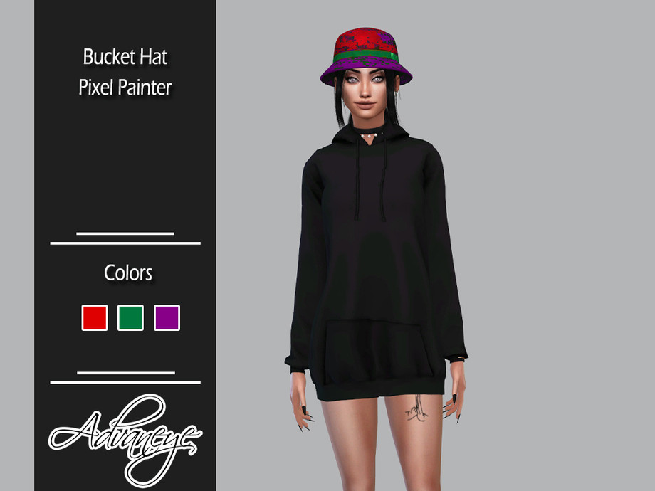 The Sims Resource - Bucket Hat "Pixel Painter" ACC24 - Throwback Fit  Required