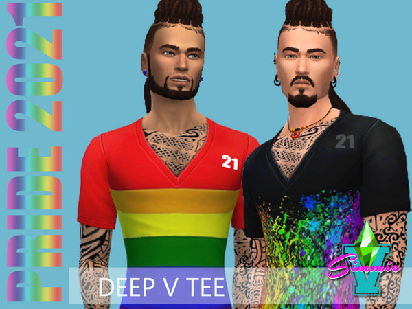 The Sims Resource - SimmieV Pride21 Deep V Tee