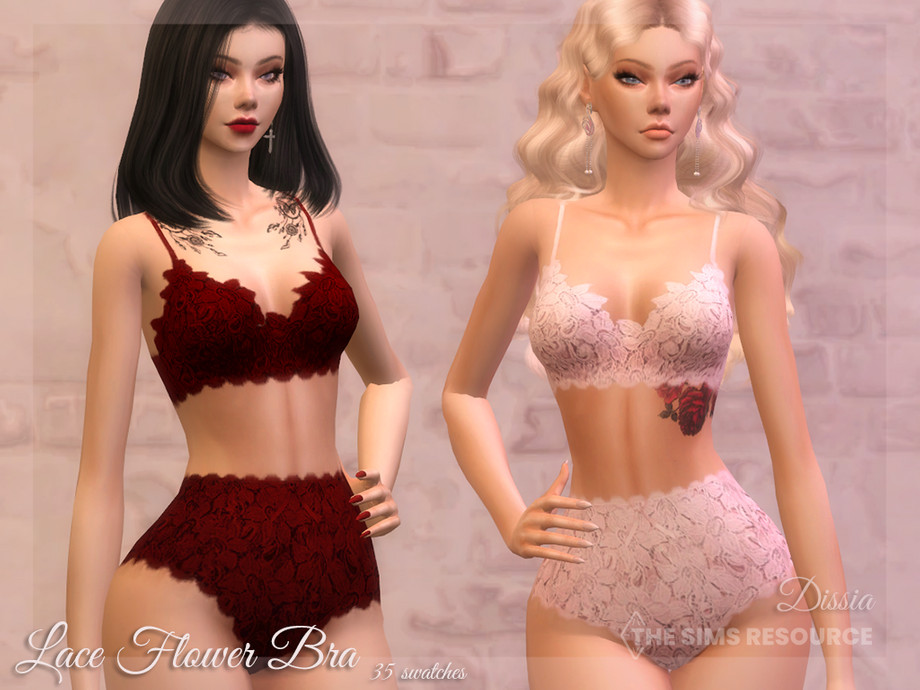 The Sims Resource - Lace Flower Bra