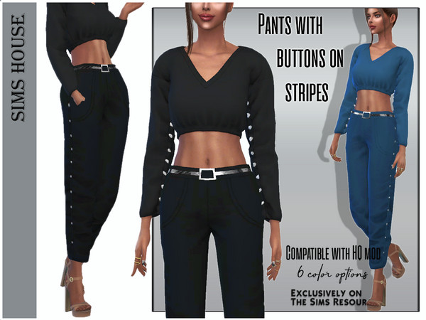 The Sims Resource - Pants with buttons on stripes