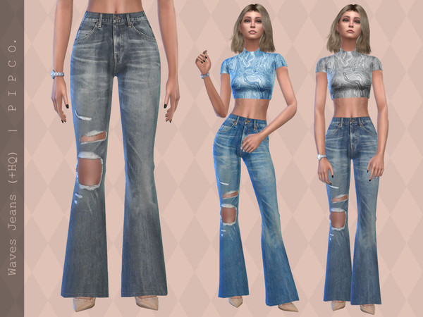The Sims Resource - Waves Jeans (Flared).