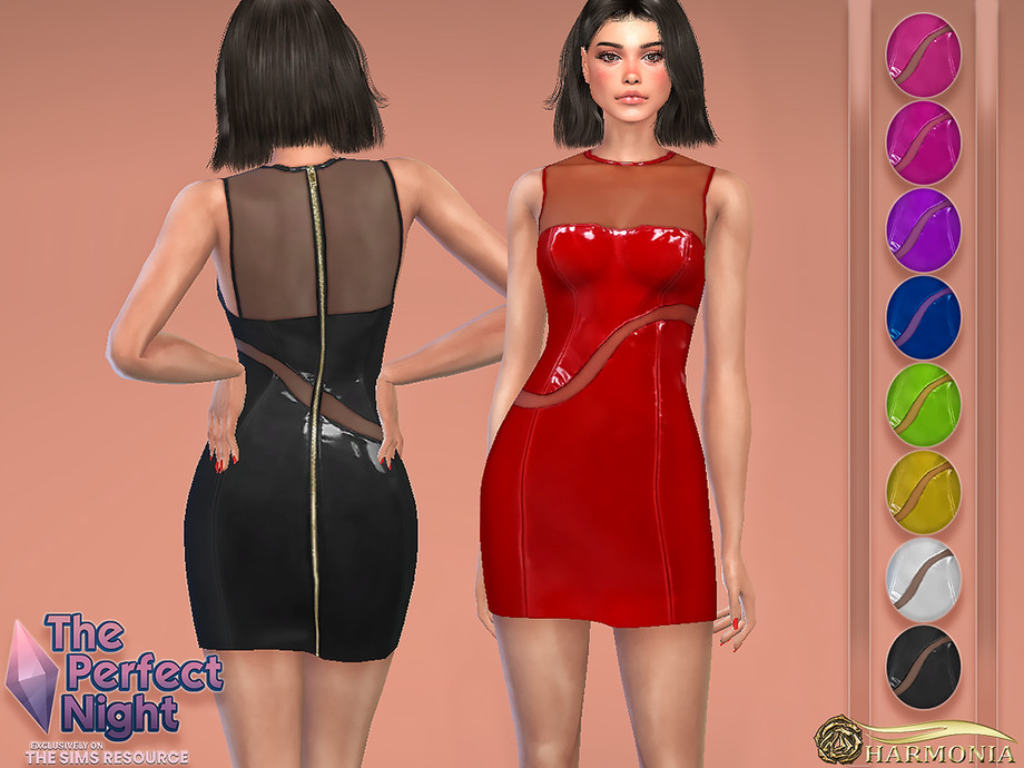 The Sims Resource - The Perfect Night - Vinyl Mesh Dress
