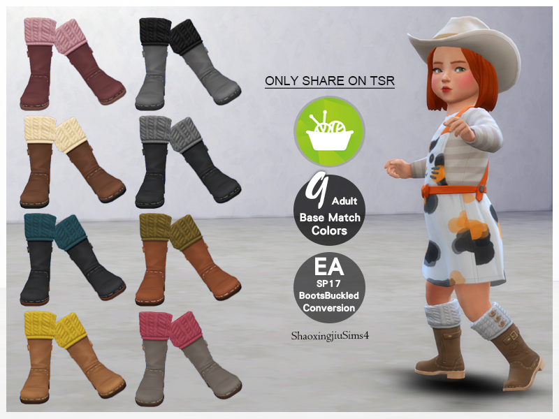 The Sims Resource - Toddler SP17 Boots Buckled 9 Colors