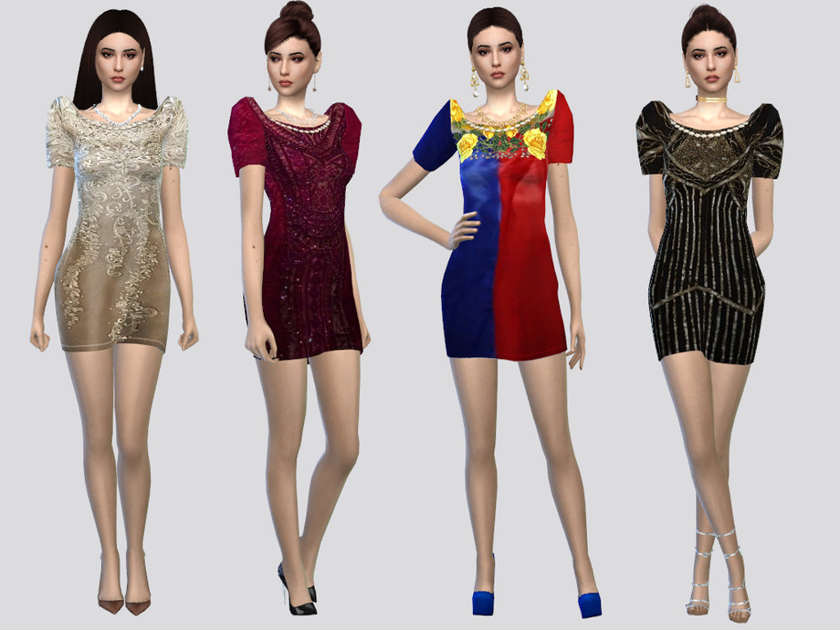 The Sims Resource - Filipiniana Embroidery Dress (Philippines)