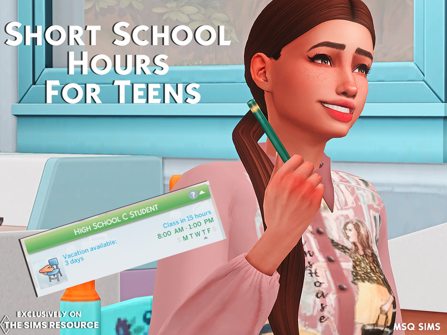 The Sims Resource - Short School Hours For Teenager