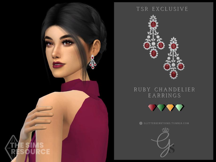 The Sims Resource - Ruby Chandelier Earrings