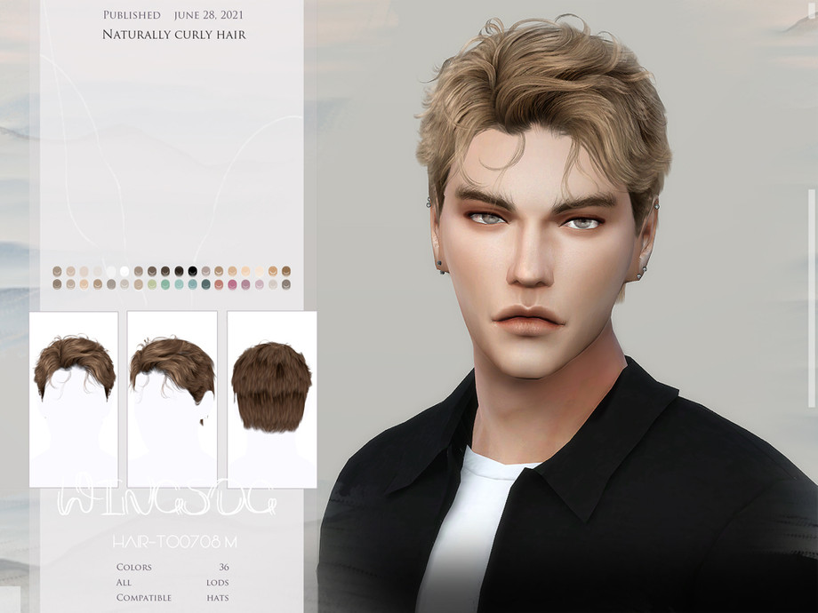 The Sims Resource - TO0708-Naturally curly hair