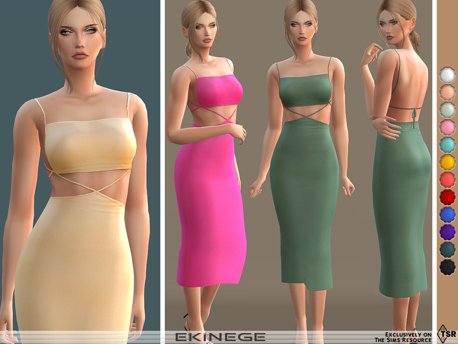 The Sims Resource - Cut Out Cami Midi Dress