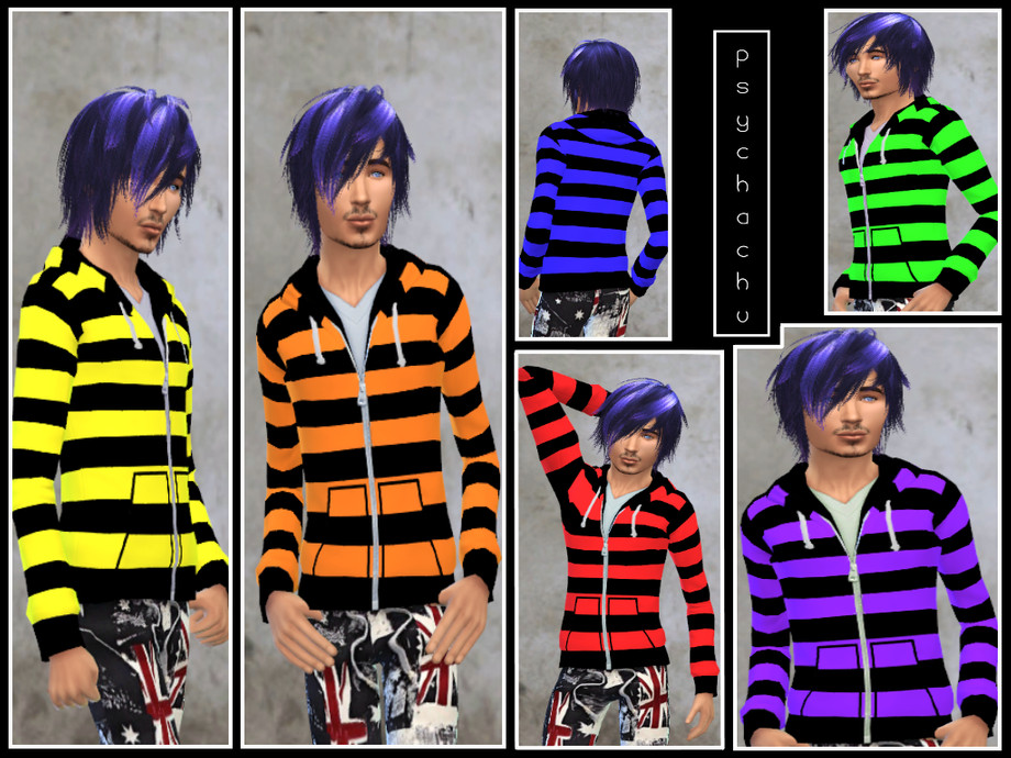 The Sims Resource - Male Hoodie Pt 1 - Neon