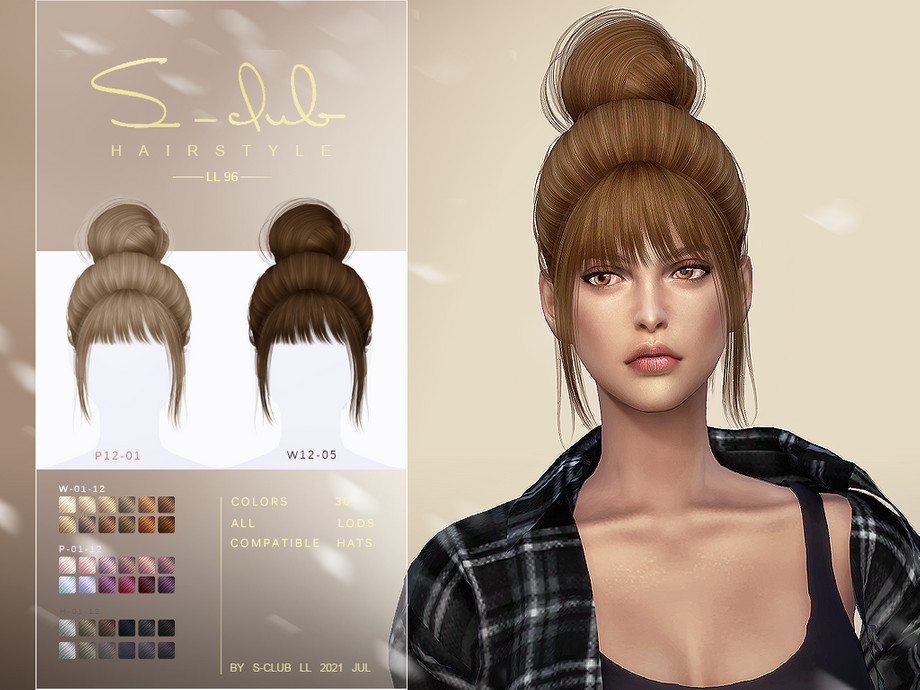 The Sims Resource - The bun with bangs hair by S - Club