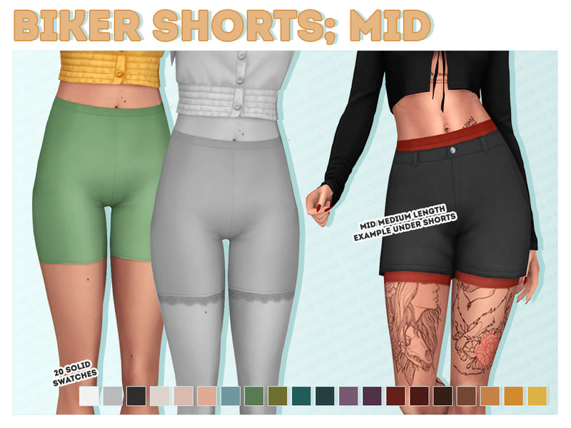 The Sims Resource - Accessory Biker Shorts (mid plain)