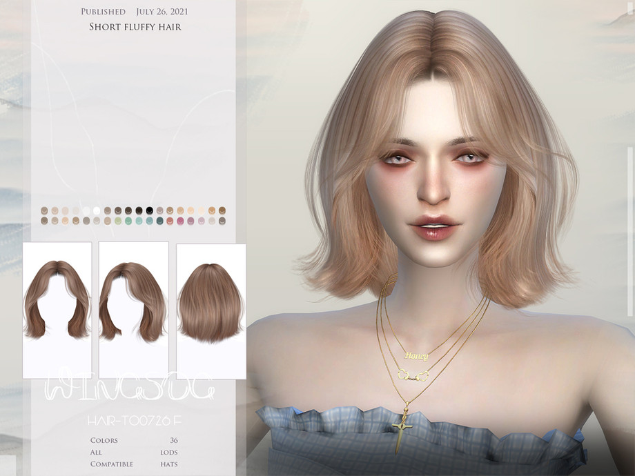 The Sims Resource - WINGS-TO0726-Short fluffy hair