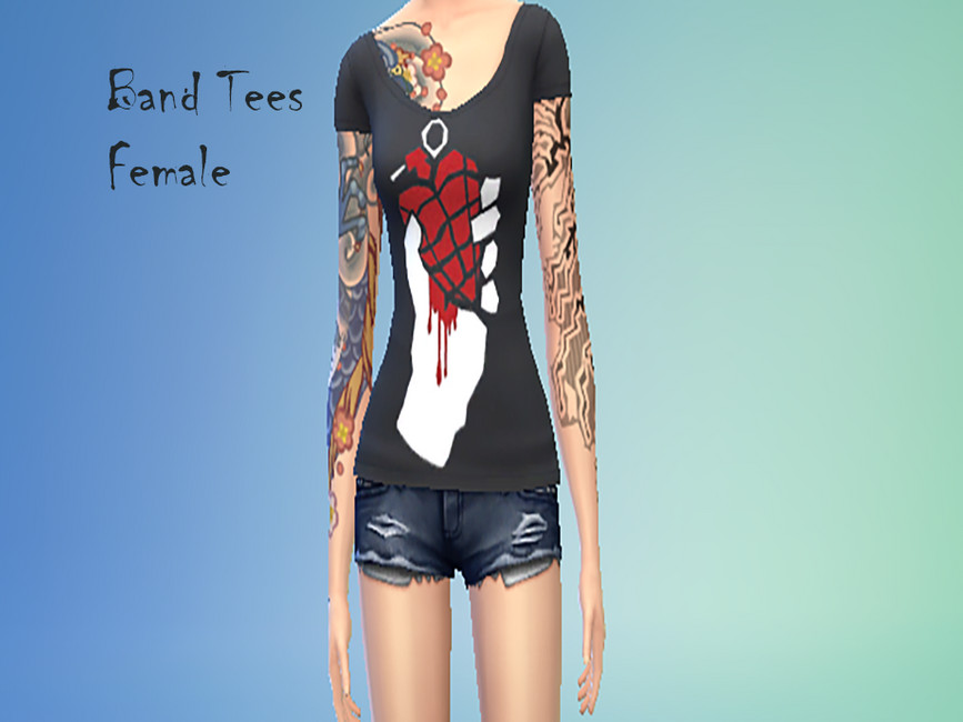 The Sims Resource Band Tees Female 