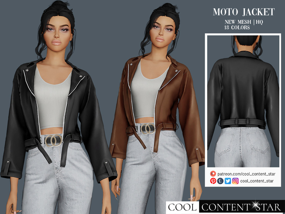The Sims Resource - Moto Jacket with Top (patreon)