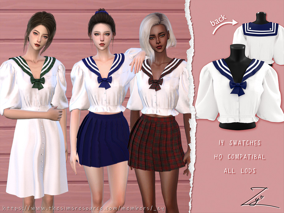 The Sims Resource - Sailor Style POPLIN Shirt