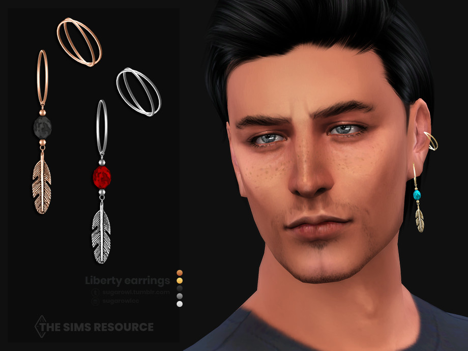 The Sims Resource - Liberty male earrings | Left