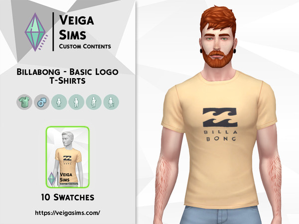 The Sims Resource - Billabong - Basic Logo T-Shirts