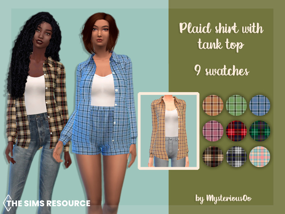 The Sims Resource - Plaid shirt with tank top