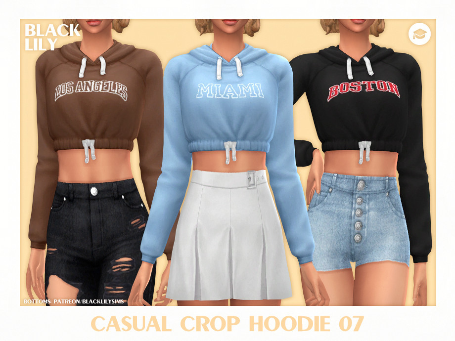 The Sims Resource - Casual Crop Hoodie 07