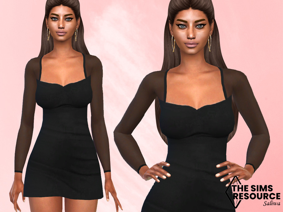 The Sims Resource - Lace Sleeve Formal Dress