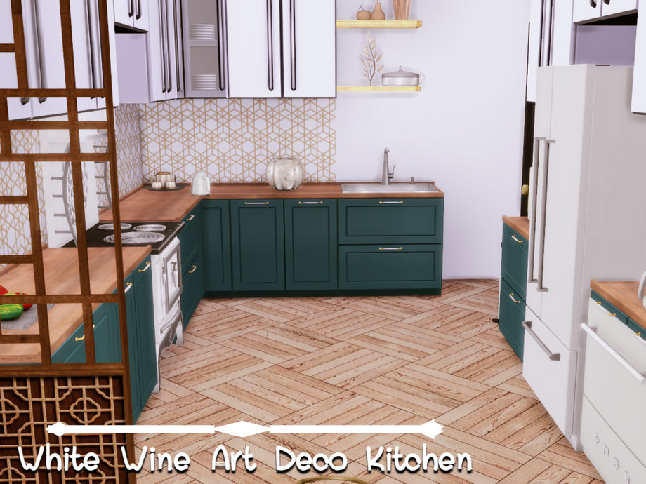 The Sims Resource - White Wine Art Deco Kitchen- Only TSR CC