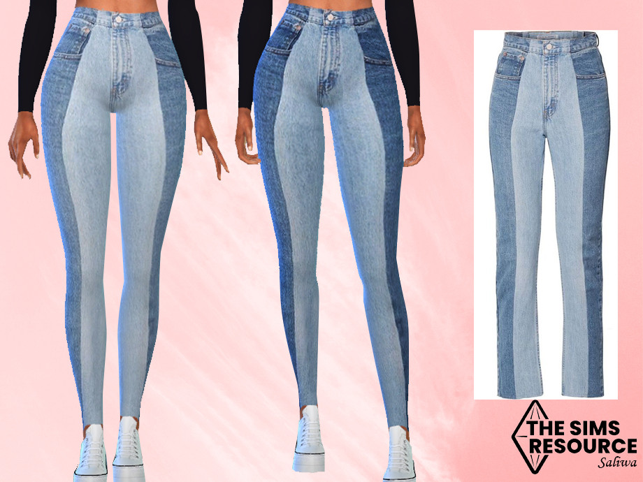 The Sims Resource - Two Colour Denim Jeans