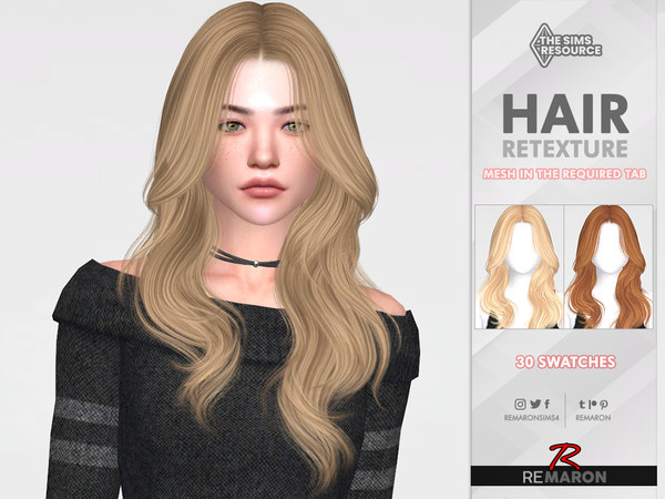 The Sims Resource - Centre parting curly LL 99 Hair Retexture Mesh Needed