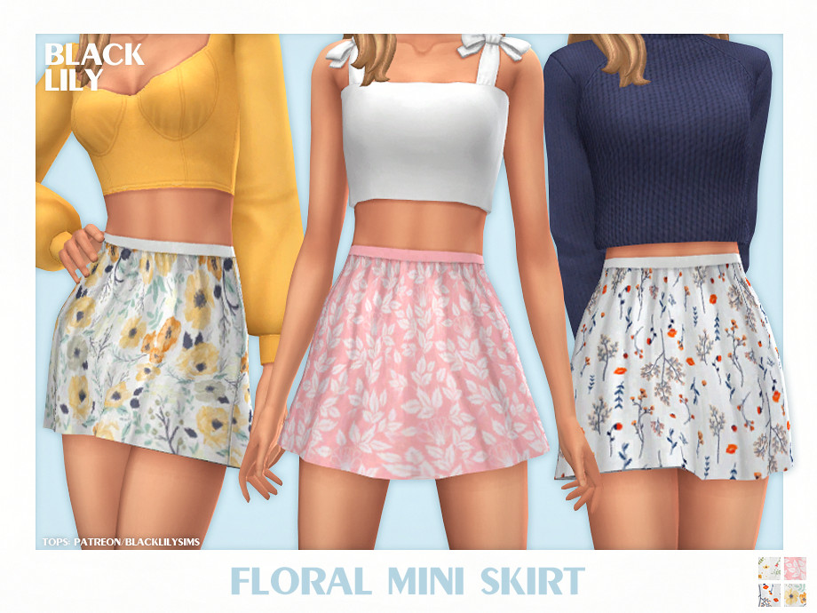 The Sims Resource - Floral Mini Skirt