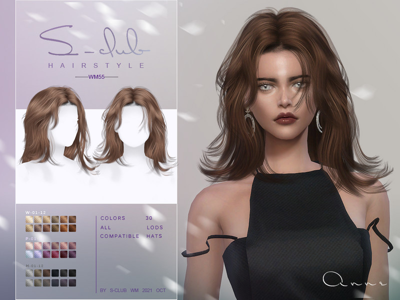 The Sims Resource - Mi-Long curly hairstyle(Anne) by S-Club
