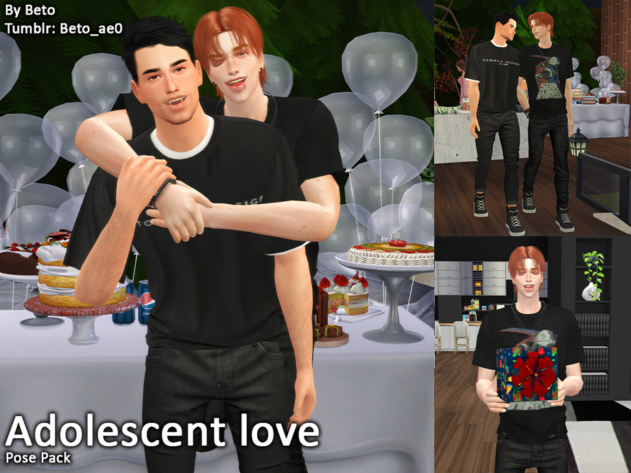 The Sims Resource - Adolescent love (Pose Pack)
