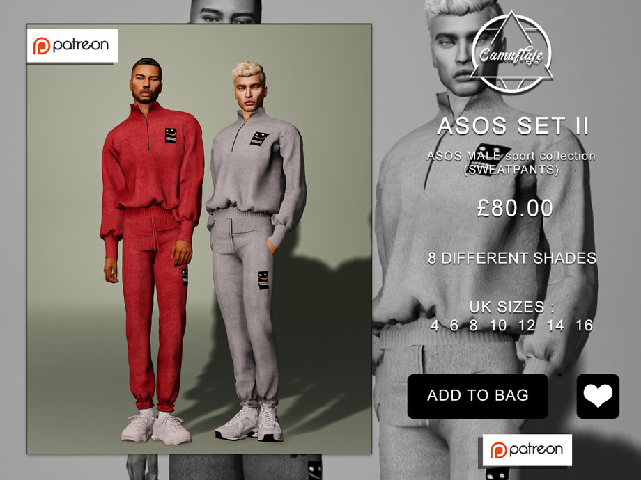 The Sims Resource - [PATREON] ASOS MALE COLLECTION - SET II (Sweatpants)
