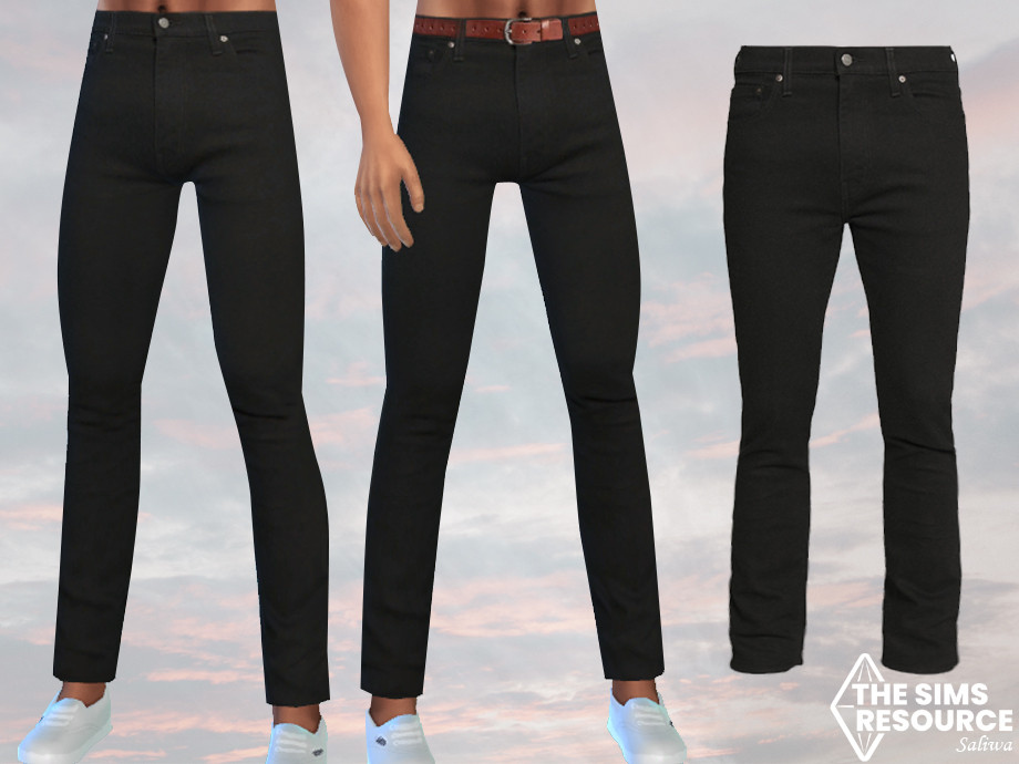 The Sims Resource - Men Black Jeans With and Without Belt