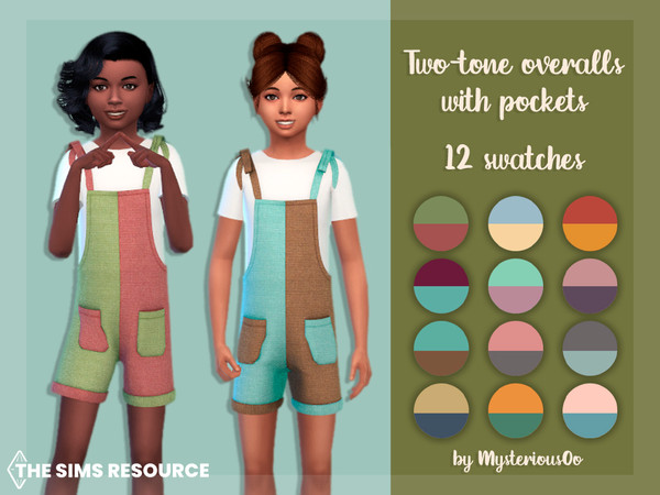 The Sims Resource - Two-tone overalls with pockets