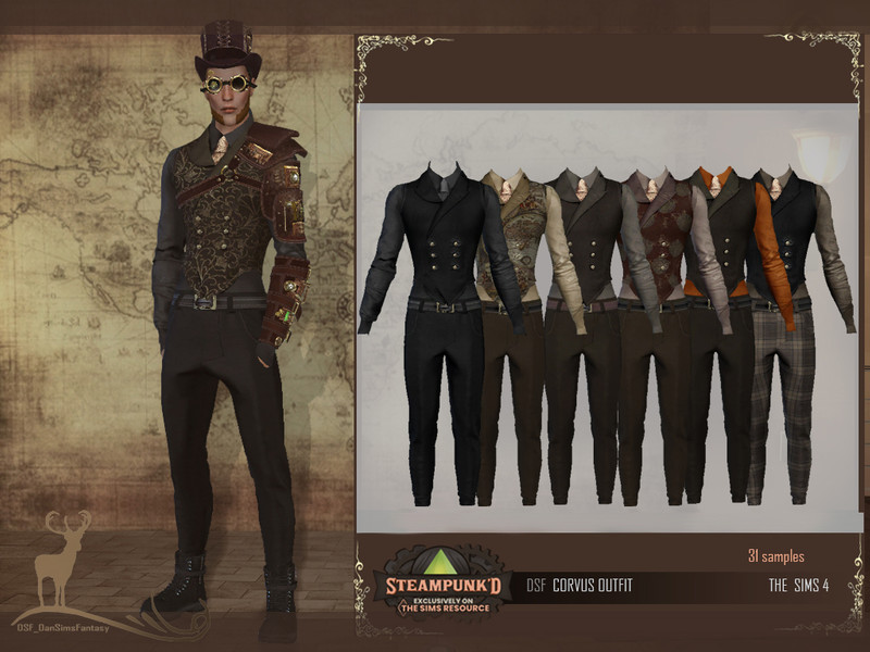 The Sims Resource - STEAMPUNKED _CORVUS OUTFIT