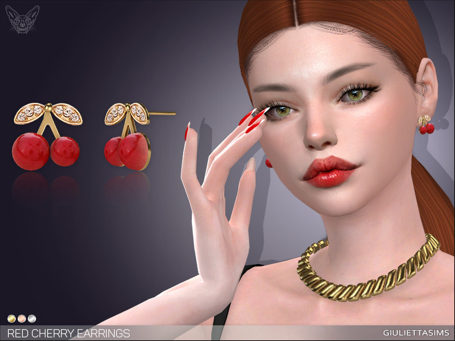 The Sims Resource - Red Cherry Earrings