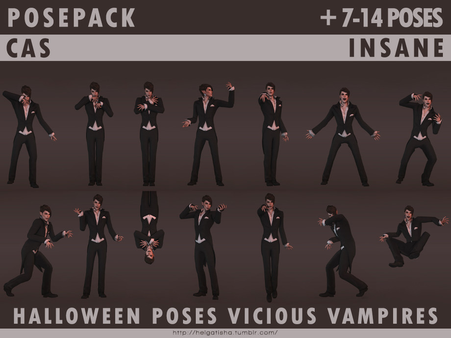 The Sims Resource Halloween Poses Vicious Vampires Pose Pack And Cas