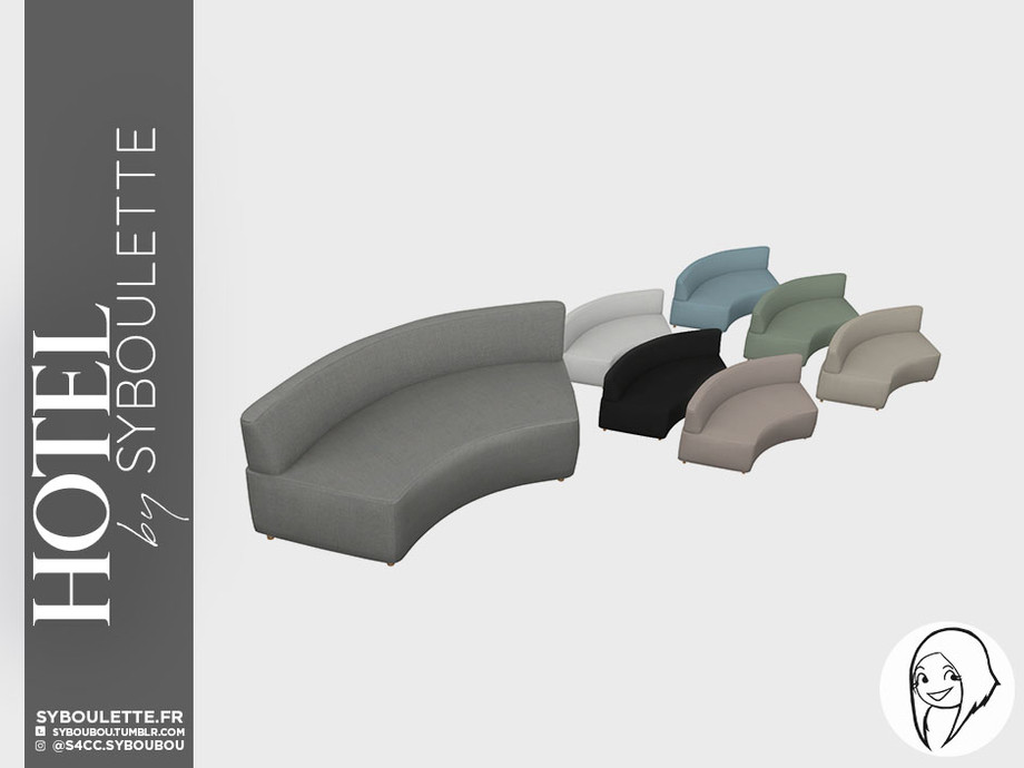 The Sims Resource - Hotel - Sectional Curved Sofa - Middle - Concave