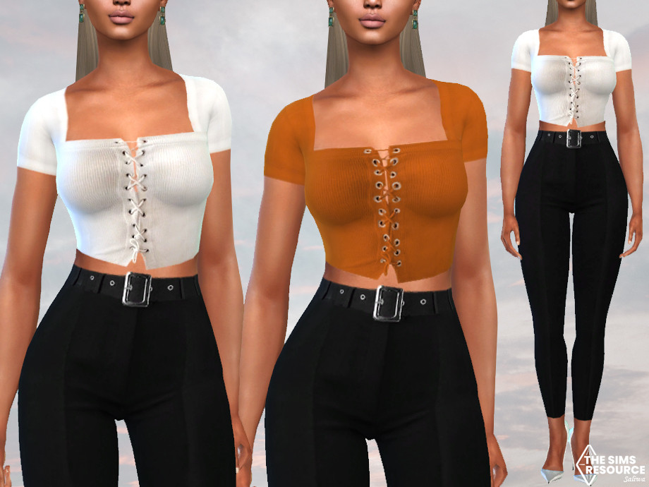 The Sims Resource - Short Sleeve Cropped Blouses