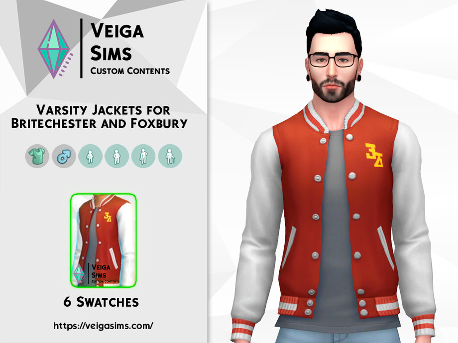 The Sims Resource - Varsity Jacket for Britechester and Foxbury