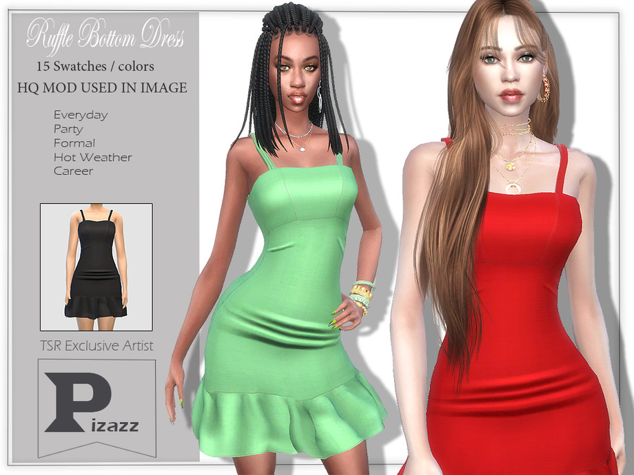 The Sims Resource - Ruffle Bottom Dress