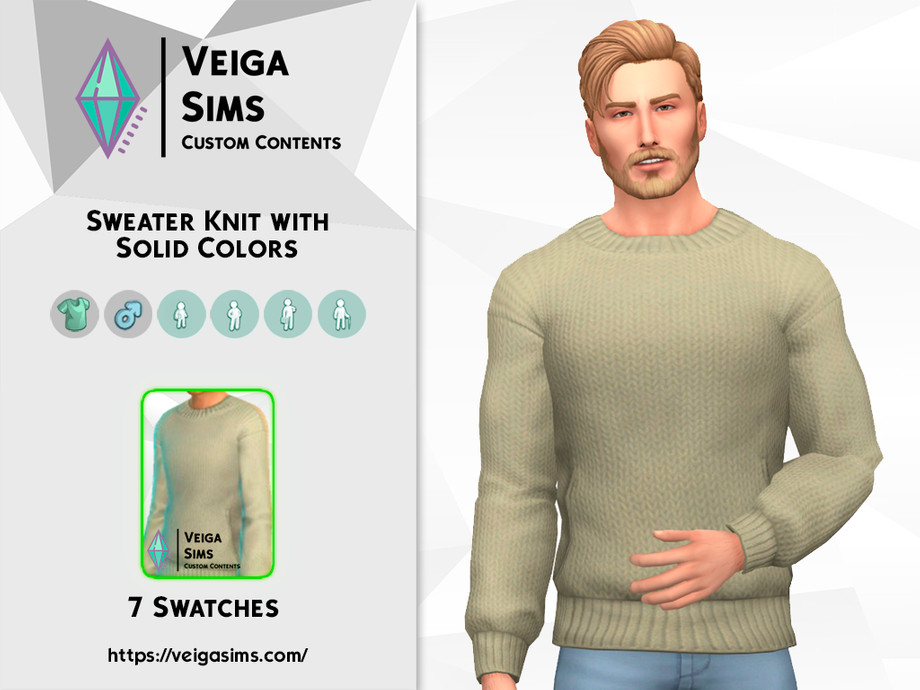 The Sims Resource - Sweater Knit with Solid Colors