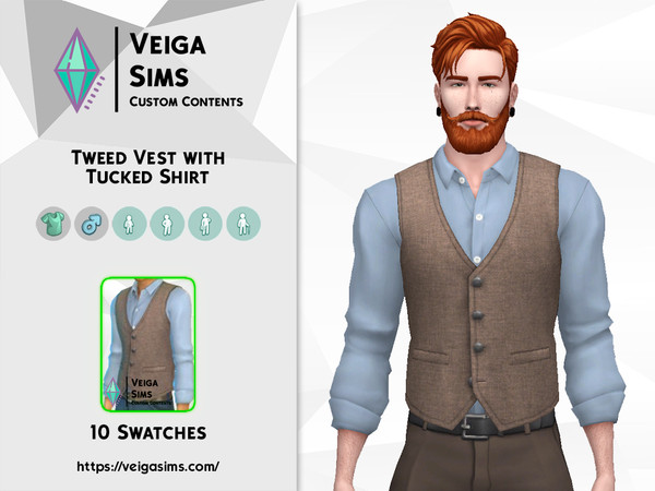 The Sims Resource - Tweed Vest with Tucked Shirt