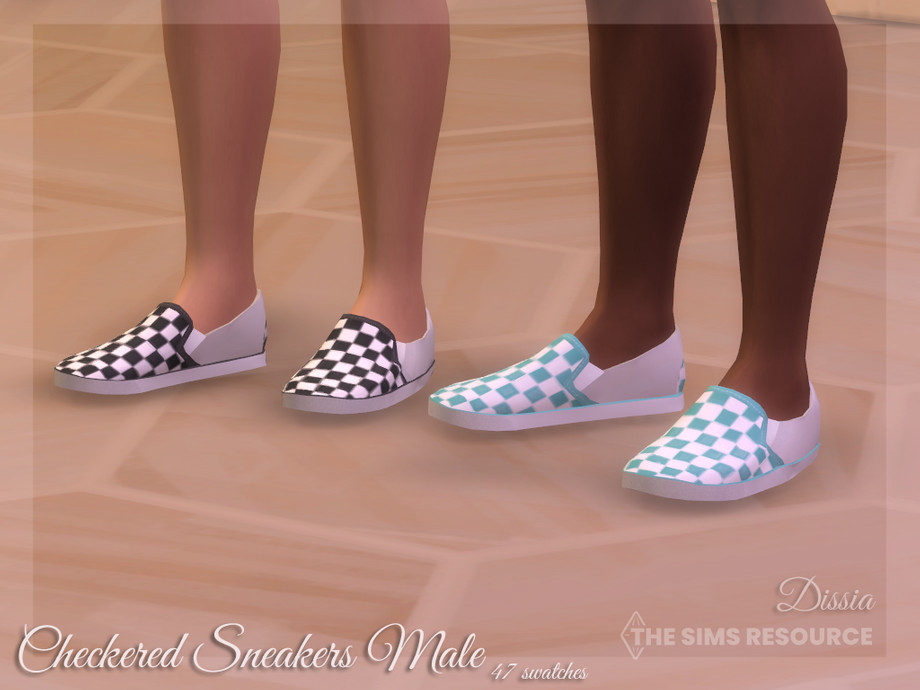 The Sims Resource - Checkered Sneakers Male