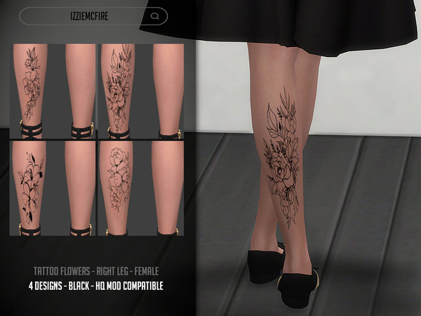 The Sims Resource - IMF Tattoo Flowers Calve