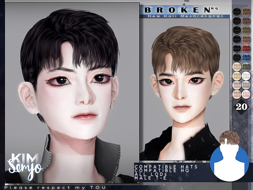 The Sims Resource - TS4 Male Hairstyle_Broken